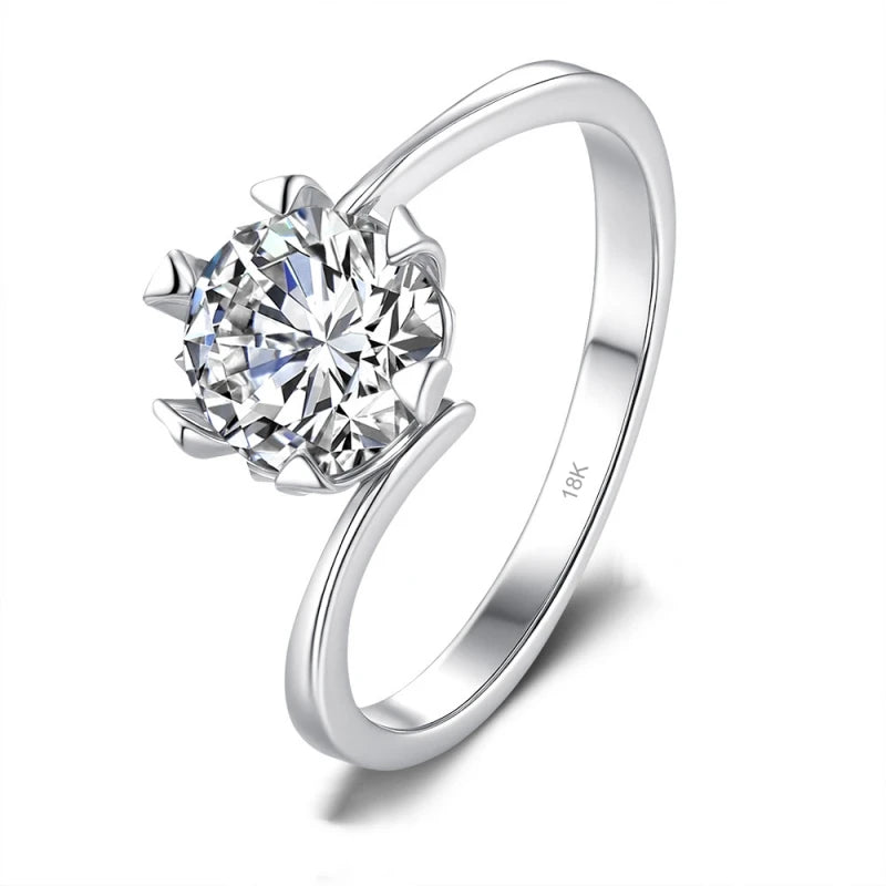 Women Engagement 18K White Gold Wedding Band 1/2CT Moissanite Diamond Girl Birthday Gift PT950 Platinum Valentine's Day Rings