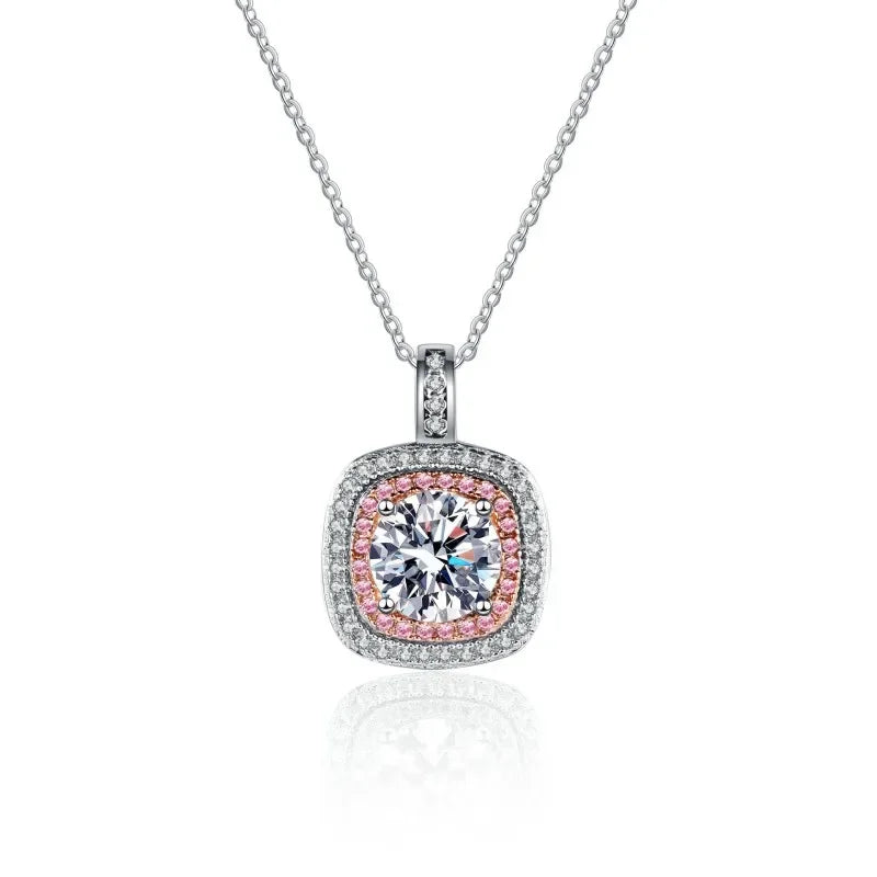 Girl Valentine's Day Platinum PT950 Daughter Birthday Gift Necklaces 1CT VVS D Color Moissanite Diamond Women Engagement Jewelry