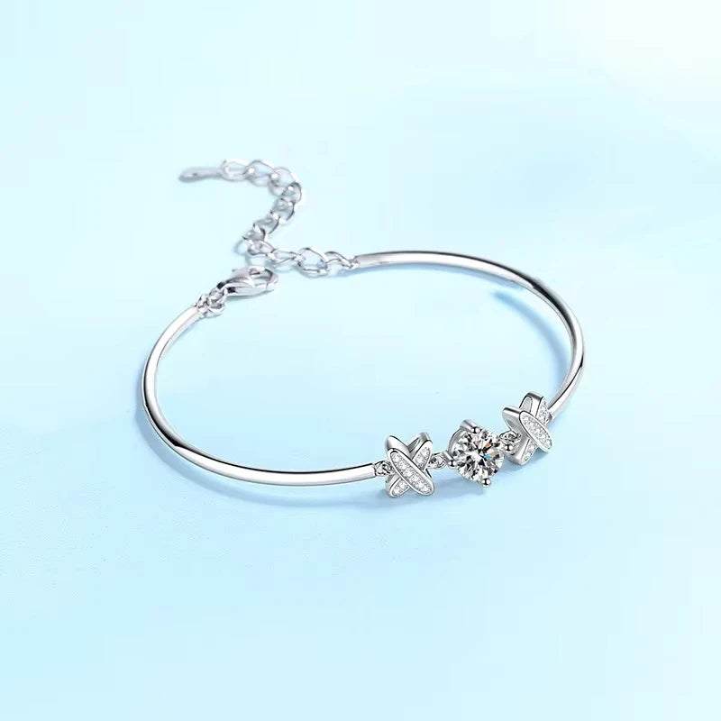 Daughter Birthday Gift 18K White Gold Bracelets 1CT Moissanite Diamond Girlfriend Valentine's Day Women PT950 Platinum Wedding