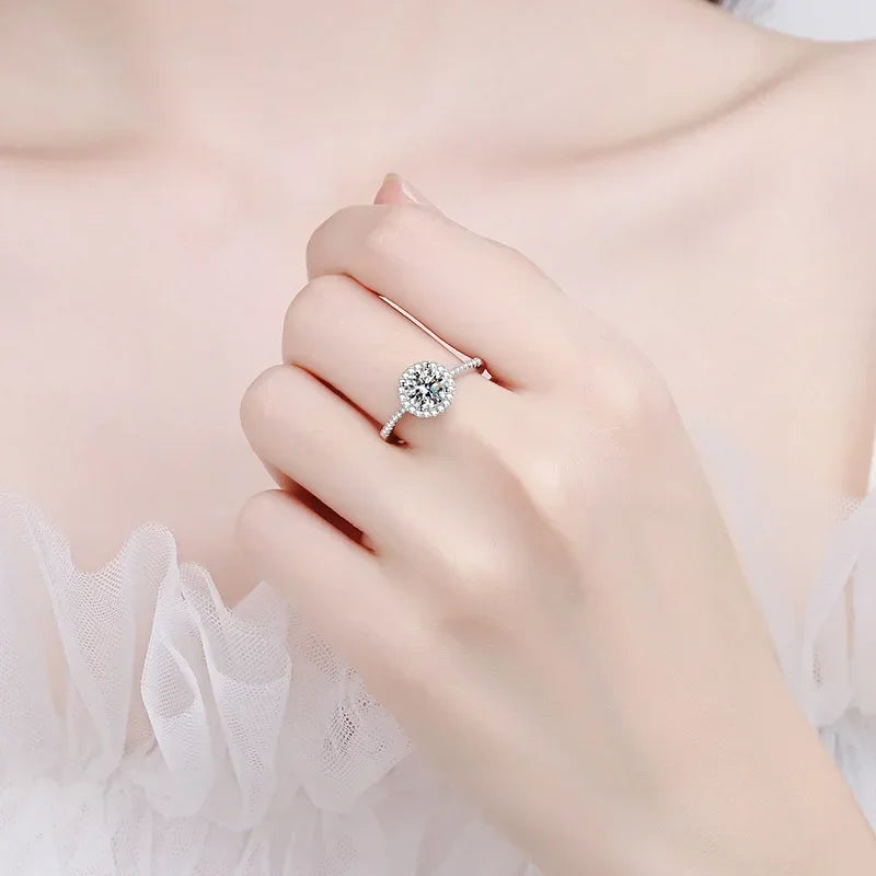 Engagement Platinum PT950 Wedding Band Women Rings 1/2CT VVS1 D Color Moissanite Diamond Girlfriend Birthday Gift Fine Jewelry