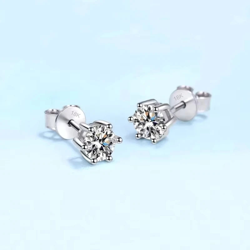 Girl Valentine's Day White Gold 18K Women Wedding Earplug Stud Earrings 0.3/0.5/1CT Moissanite Diamond Girlfriend Birthday Gift