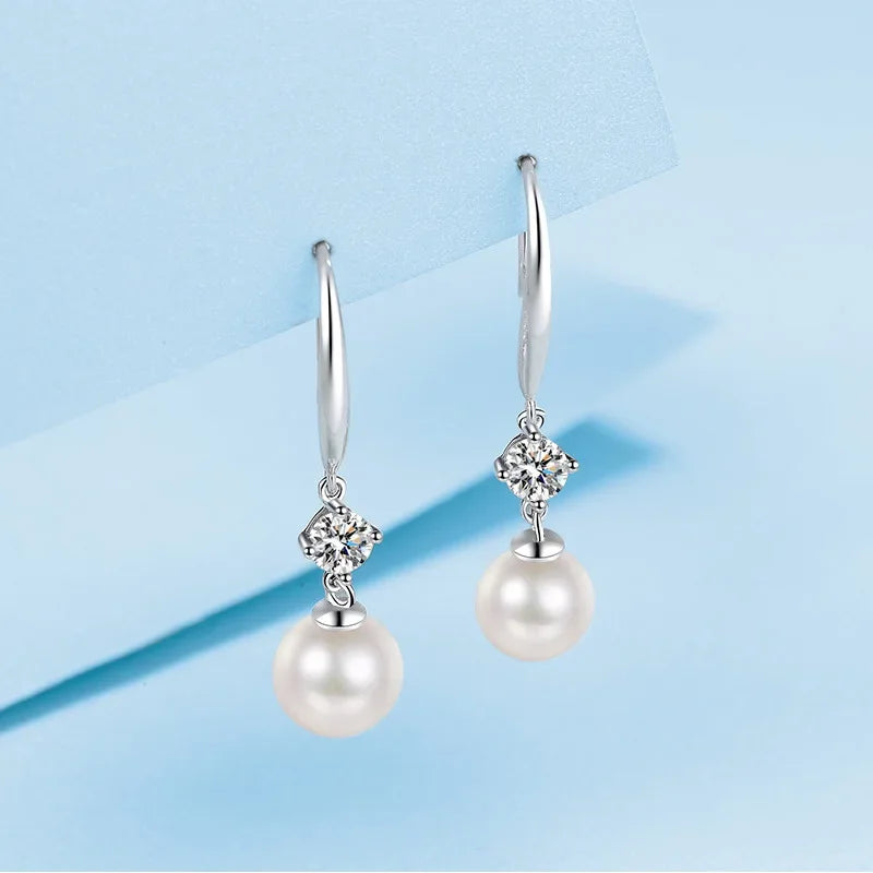 Engagement White Gold 18K Women Wedding Drop Earrings 0.6CT Moissanite Diamond Daughter Birthday Gift Girlfriend Valentine's Day