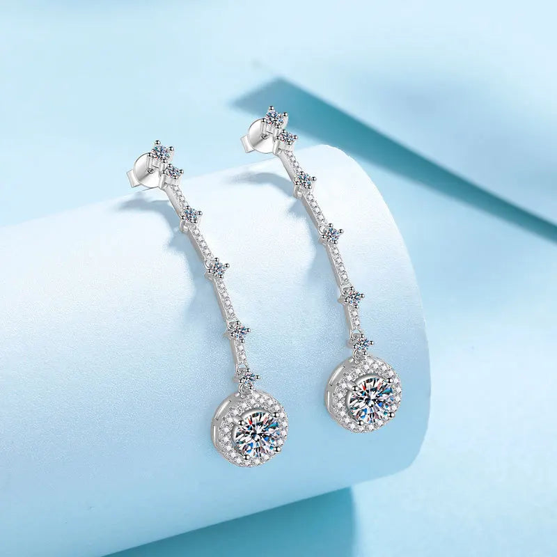 Girl Birthday Gift 18K White Gold Wedding Drop Earrings 2CT Moissanite Diamond Women Valentine's Day PT950 Platinum Fine Jewelry