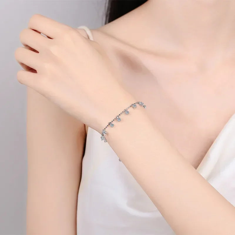 Daughter Birthday Gift 18K White Gold Bracelets 1.3/3.9CT Moissanite Diamond Women Wedding PT950 Platinum Girl Valentine's Day