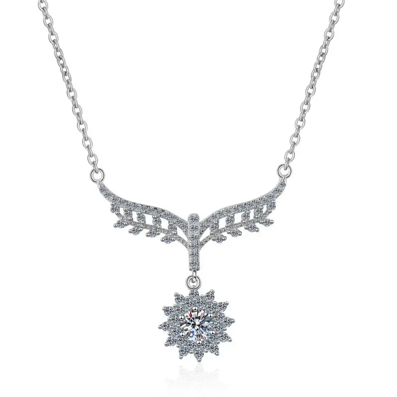 Engagement Jewelry White Gold 18K Women Wedding Necklaces 0.5CT Moissanite Diamond Pendant Birthday Gift Girl Valentine's Day