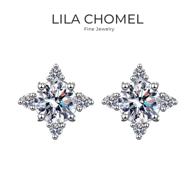 Girl Birthday Gift 18K White Gold Earplug Stud Earrings Women Wedding 1/0.5CT Moissanite Diamond PT950 Platinum Valentine's Day