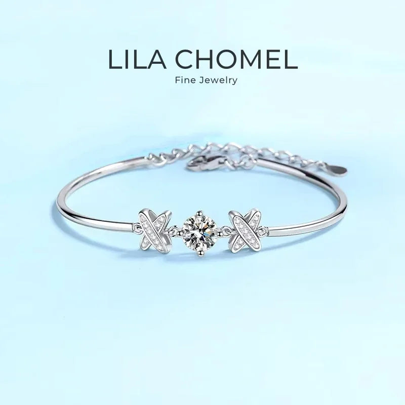 Daughter Birthday Gift 18K White Gold Bracelets 1CT Moissanite Diamond Girlfriend Valentine's Day Women PT950 Platinum Wedding
