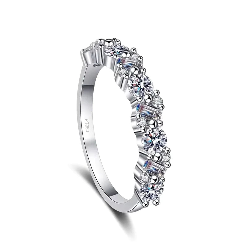 Girlfriend Valentine's Day PT950 Platinum Engagement Rings 0.9CT Moissanite Diamond Women Wedding Band Daughter Birthday Gift