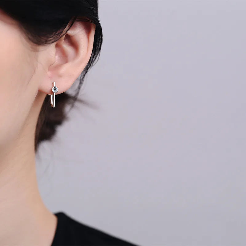 Girl Birthday Gift 18K White Gold Wedding Fine Jewelry Earplug Stud Earrings Women 0.2CT Moissanite Diamond Girl Valentine's Day