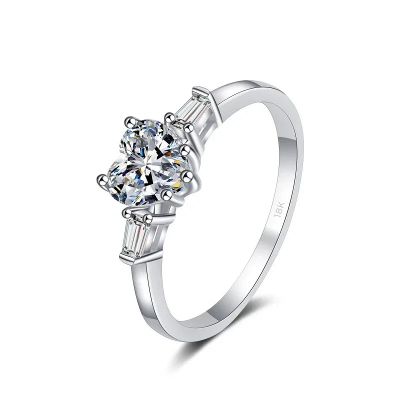 Designer Engagement 18K White Gold Women Wedding Band Lady 1CT Moissanite Diamond PT950 Platinum Girl Valentine's Day Gift Rings