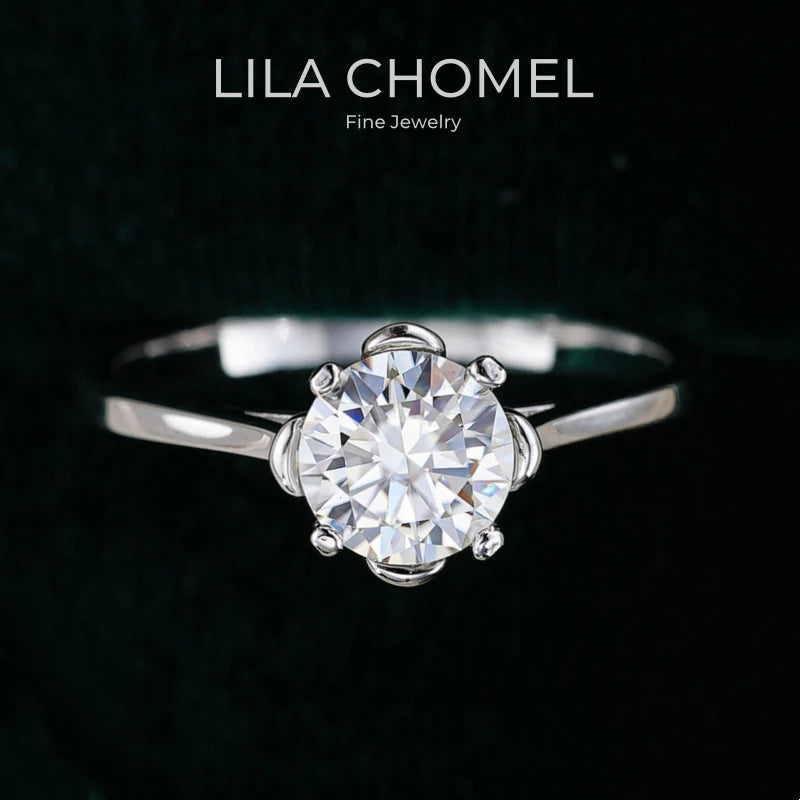 Valentine's Day 18K White Gold Women Rings 0.5CT Moissanite Diamond Girl Wedding Band PT950 Platinum Birthday Gift Fine Jewelry
