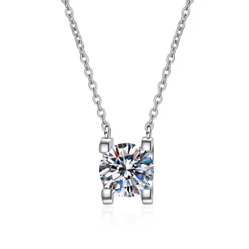 Women Engagement PT950 Platinum Wedding Necklaces Daughter Birthday Gift 0.5/1CT Moissanite Diamond Pendant Girl Valentine's Day
