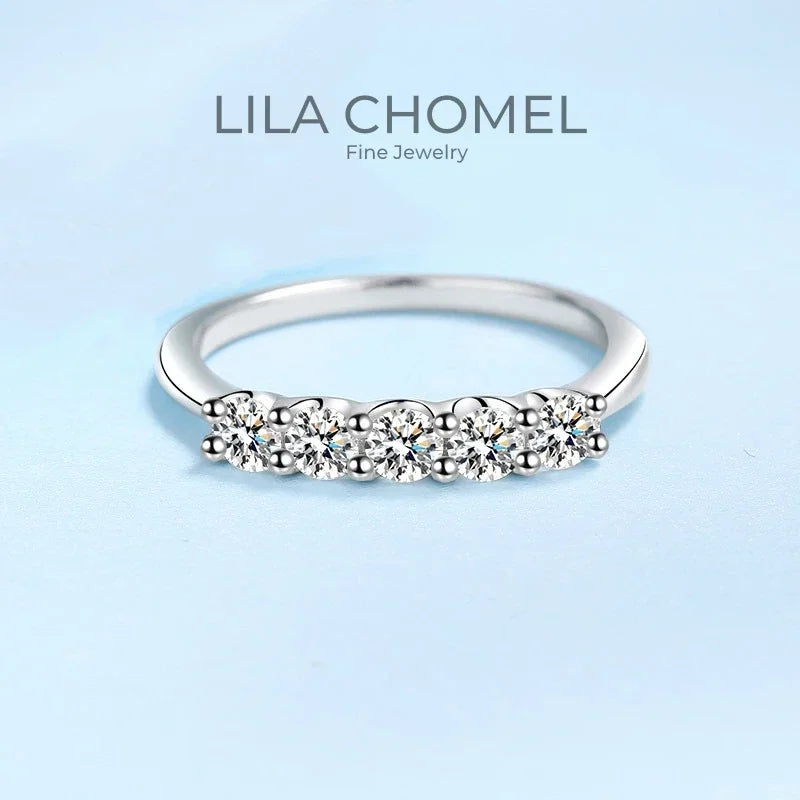 Girl Birthday Gift Rings 18K White Gold Women Wedding Band 0.5CT Moissanite Diamond Engagement PT950 Platinum Valentine's Day