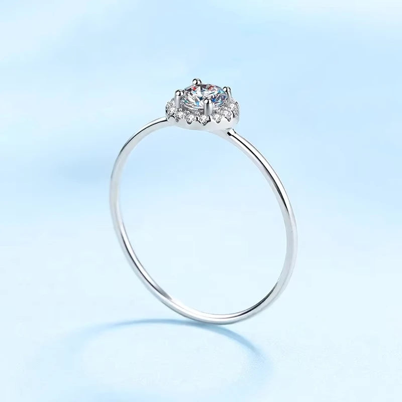 Fine Jewelry PT950 Platinum Thin Rings for Women Engagement 0.3ct D Color Moissanite Diamond Girl Wedding bands Birthday Gift