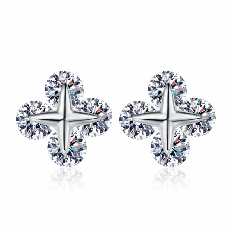 Daughter Adult's 18K White Gold Women Wedding Stud Earrings Valentine's Day 0.8Carat Moissanite Diamond Girlfriend Birthday Gift