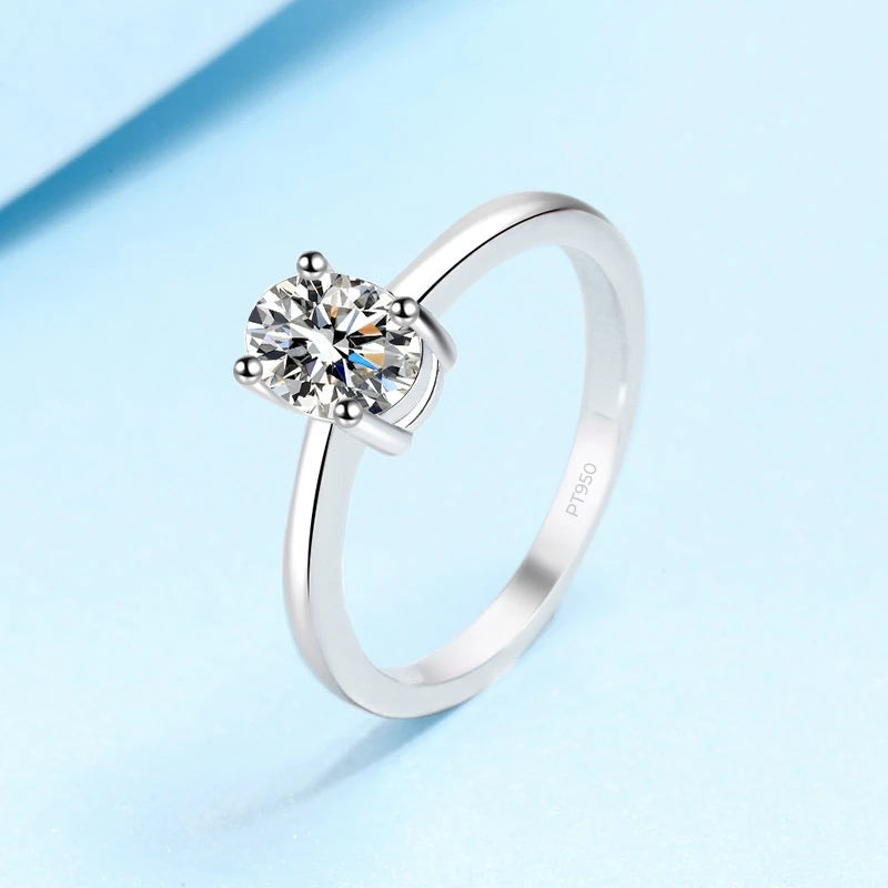New Style Female PT950 Platinum Wedding Band for Women VVS1 D Color 1CT Pigeon Egg Shape Moissanite Diamond Luxury Fitting Party