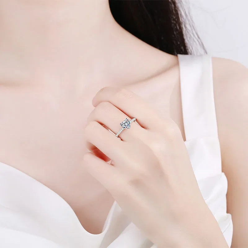 Engagement Women 18K White Gold Wedding Band 1/2 Carat Heart Moissanite Diamond Girlfriend Birthday Gift Rings Valentine's Day