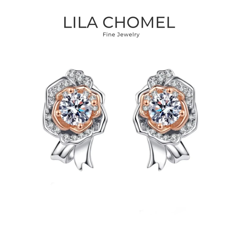 Lady 18K White Gold Earplug Stud Earrings Girl Birthday Gift 1CT Moissanite Diamond Women Wedding PT950 Platinum Valentine's Day