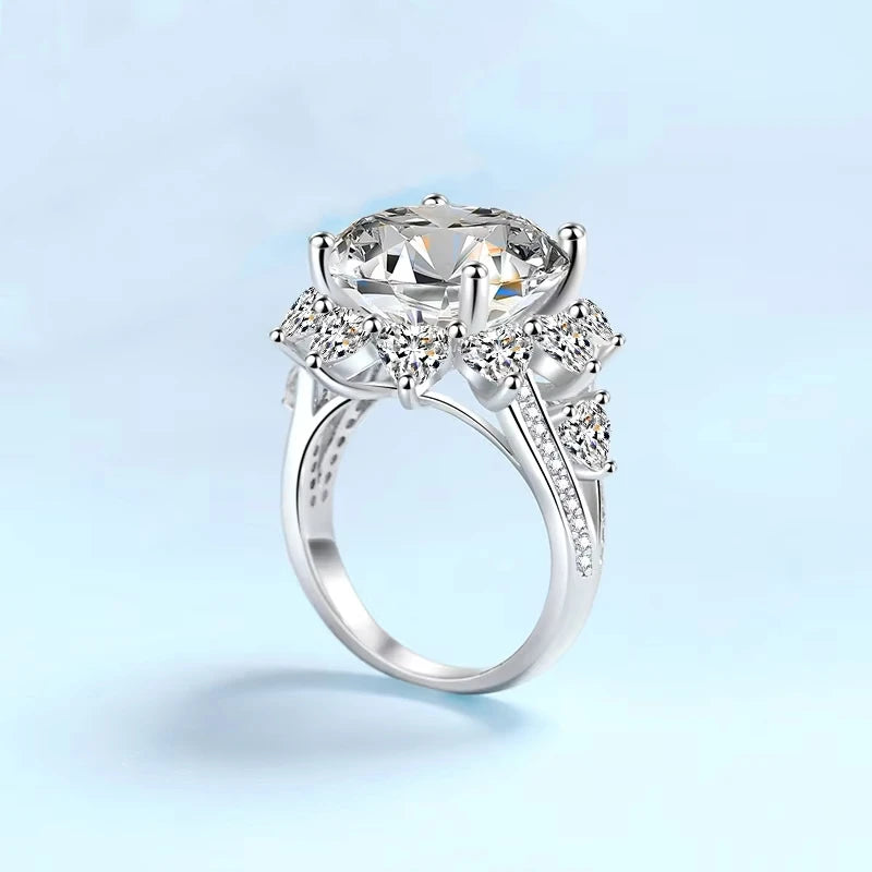 Fine Jewelry Sunflower 18K White Gold Women Wedding Bands 10CT VVS1 D Color Moissanite Diamond Girl Birthday Gift Party Daughter