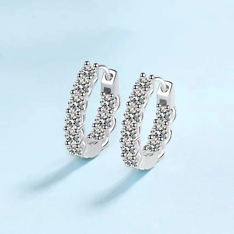 Valentine's Day Fine Jewelry Platinum PT950 Wedding Hoop Earrings Women Engagement 1.8CT Moissanite Diamond Girl Birthday Gift