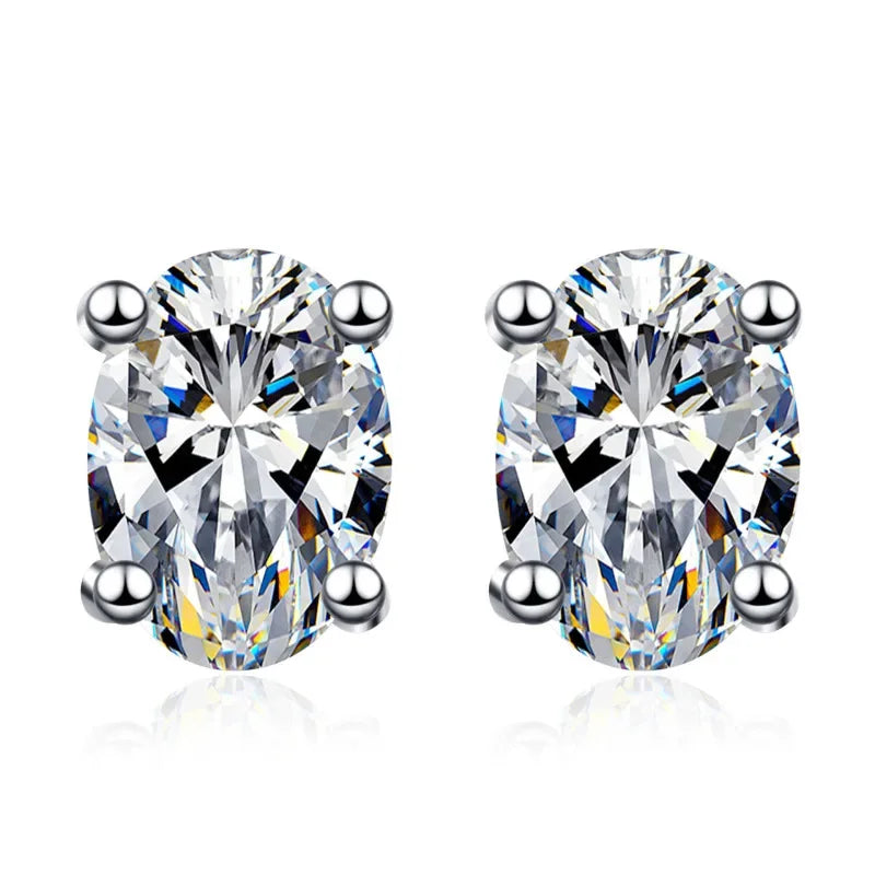 Valentine's Day PT950 Platinum Earplug Stud Earrings Girlfriend Engagement 0.5/1/2ct Oval Moissanite Diamond Women Birthday Gift
