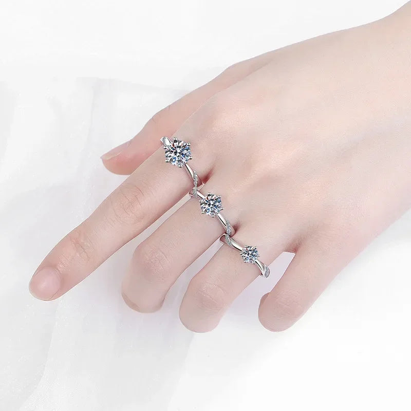 Engagement Women 18K White Gold Wedding Band VVS1 D Color 0.5/1/2CT Moissanite Diamond Birthday Gift Girl Valentine's Day Rings
