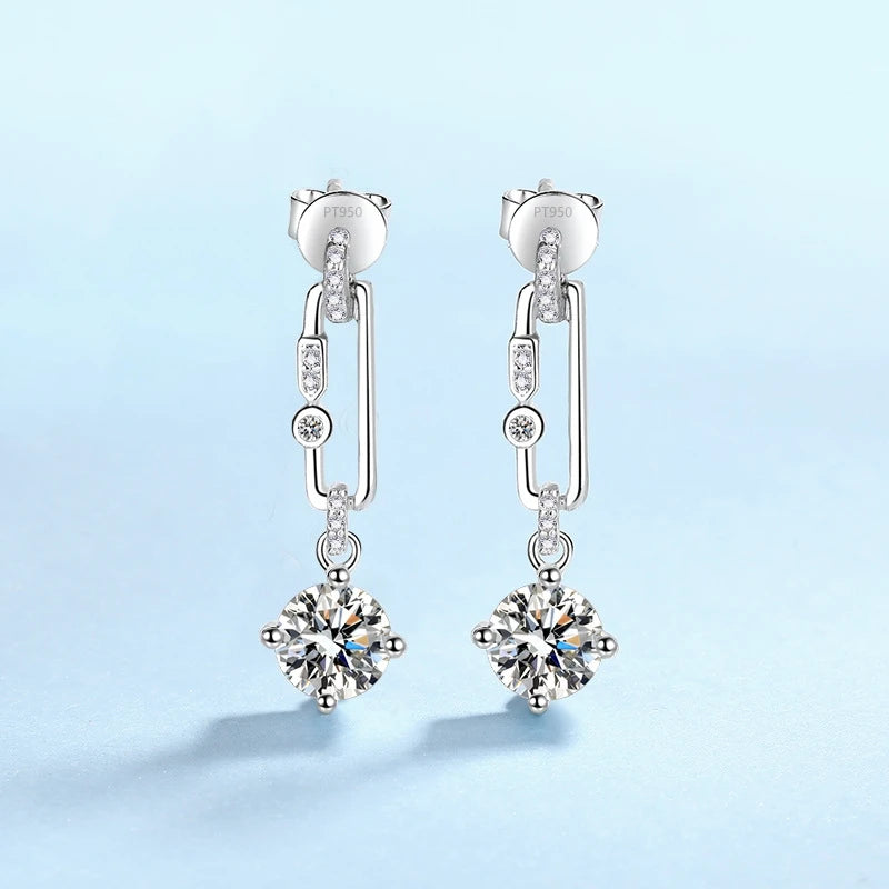 Lady Engagement Jewelry PT950 Platinum Tassel Long Style Drop Earrings Women Wedding 0.5CT Moissanite Diamond Girl Birthday Gift