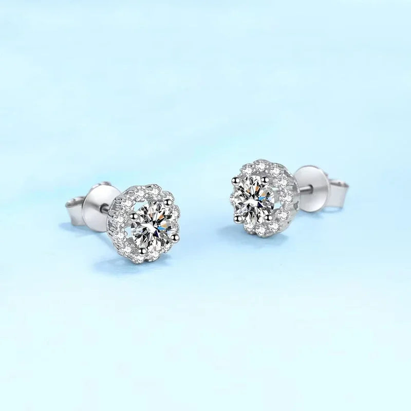 WOMEN Wedding Jewelry Platinum PT950 Engagement Earplug Stud Earrings Adult's Day 0.5/1CT Moissanite Diamond Girl Birthday Gift