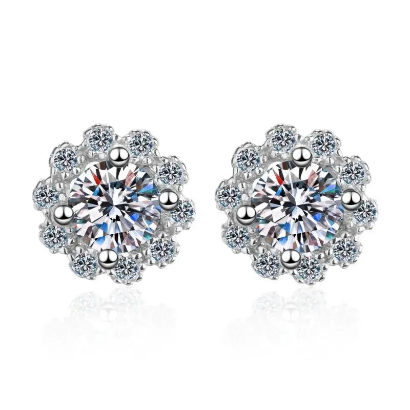 WOMEN Wedding Jewelry Platinum PT950 Engagement Earplug Stud Earrings Adult's Day 0.5/1CT Moissanite Diamond Girl Birthday Gift