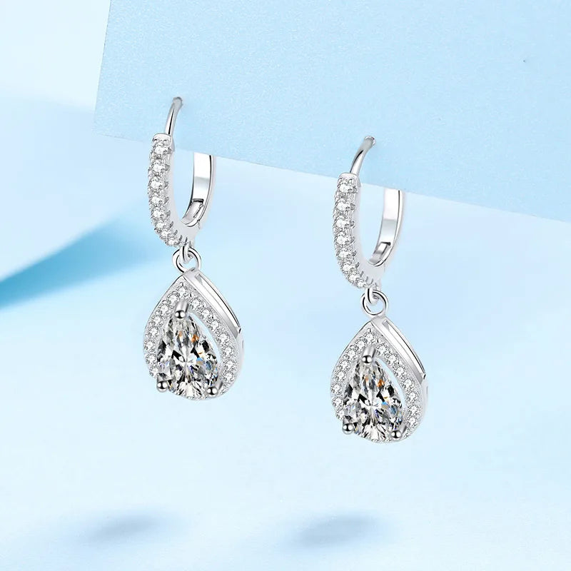 Women Valentine's PT950 Platinum Drop Earrings Wedding Jewelry 1/2CT Moissanite Diamond Girl Birthday Daughter Adult's Day Gift