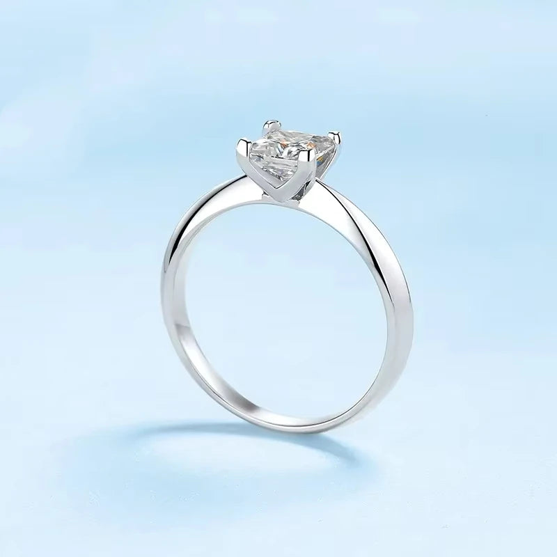 Fine Jewelry Wedding Band PT950 Platinum Square VVS1 D Color 1/2CT Moissanite Diamond Women Engagement Rings Girl Birthday Gift