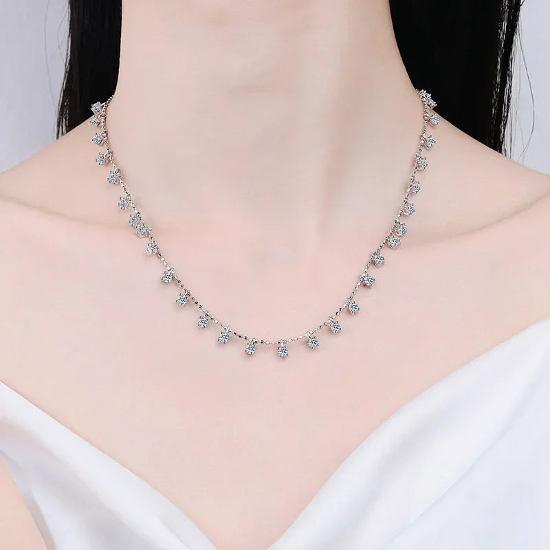 Valentine's Day 18K White Gold Women Wedding Necklaces 3/9CT Moissanite Diamond Pendant PT950 Platinum Girl Birthday Gift Party