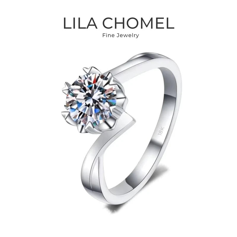 Women Wedding Band 18K White Gold Engagement Twisted Rings 0.5/1/2CT Moissanite Diamond Girlfriend PT950 Platinum Birthday Gift