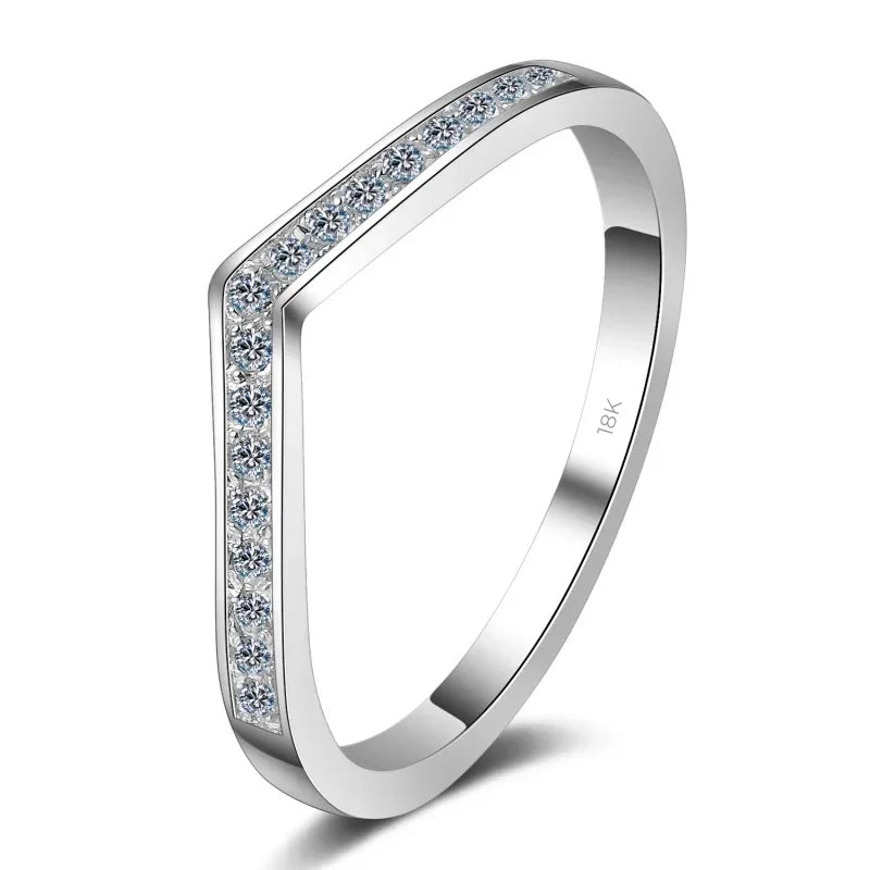 WOMEN Engagement Rings 18K White Gold Wedding Band Moissanite Diamond 0.14CT Girl Valentine's Day PT950 Platinum Birthday Gift