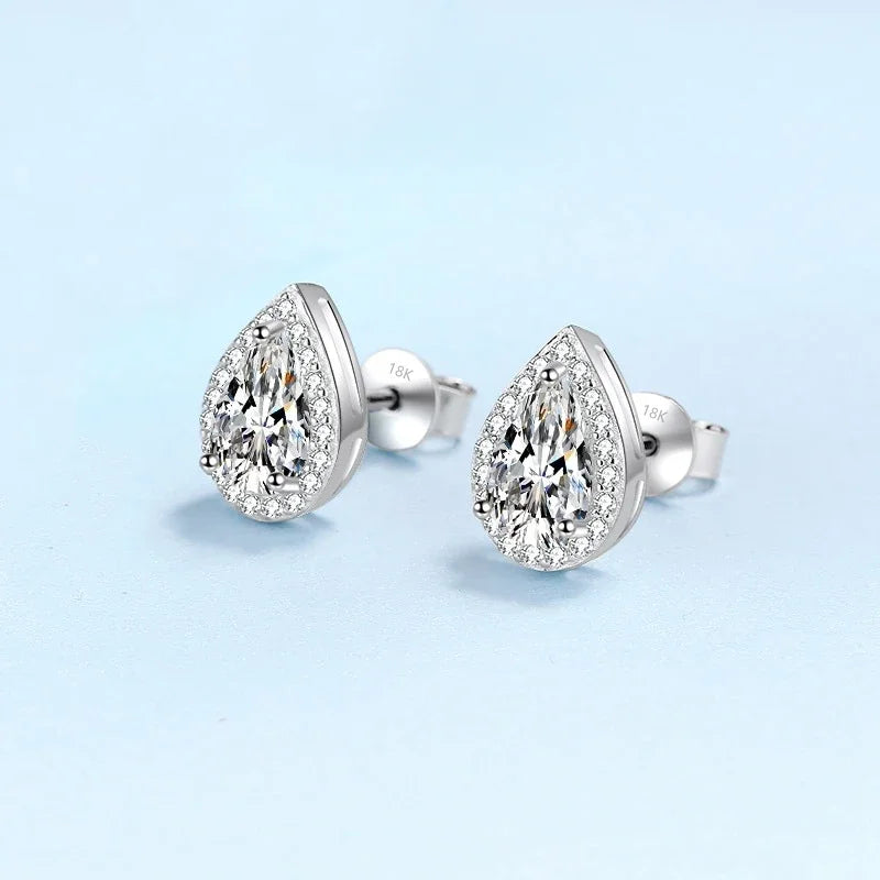 Girl Birthday Gift 18K White Gold Women Wedding Stud Earrings 1/2CT Moissanite Diamond PT950 Platinum Valentine's Day Jewelry