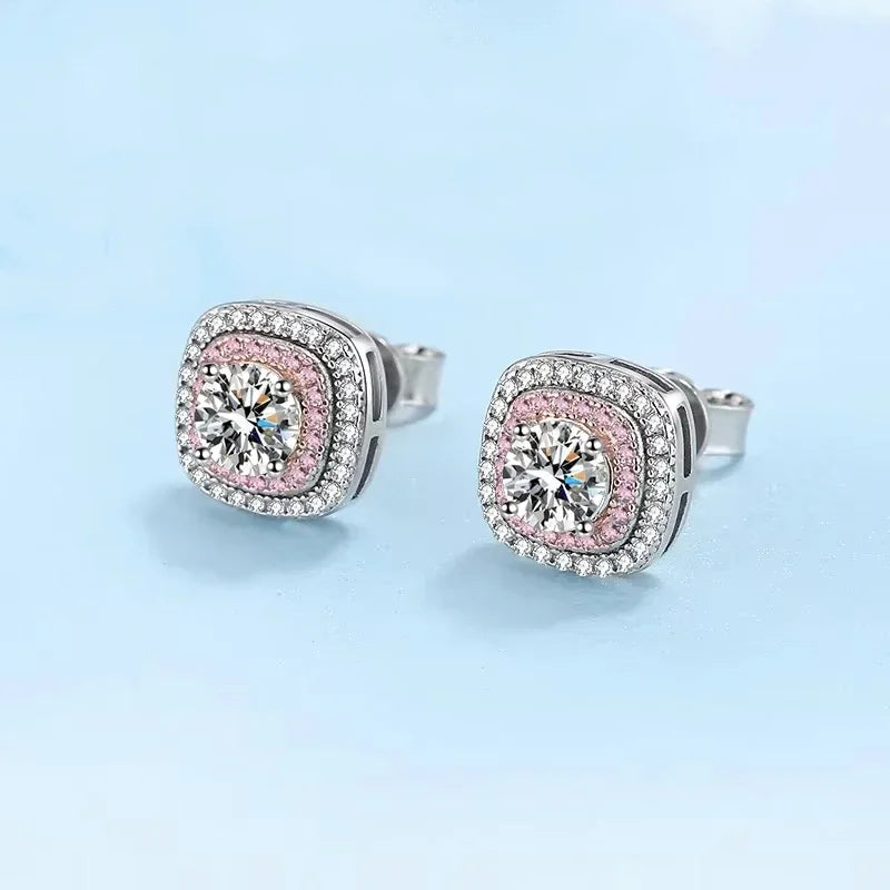 Girlfriend Birthday Gift 18K White Gold Stud Earrings 0.5CT Moissanite Diamond Women Valentine's Day PT950 Platinum Fine Jewelry