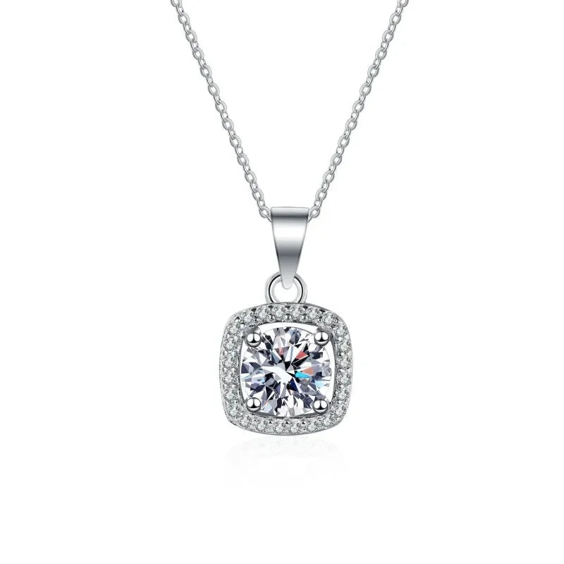 Engagement 18K White Gold Necklaces for Women Wedding Fine Jewelry 1/2ct D Color Moissanite Diamond Pendant Girl Birthday Gift