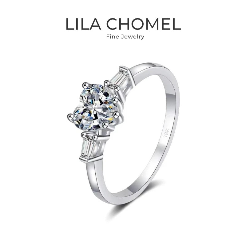 Designer Engagement 18K White Gold Women Wedding Band Lady 1CT Moissanite Diamond PT950 Platinum Girl Valentine's Day Gift Rings