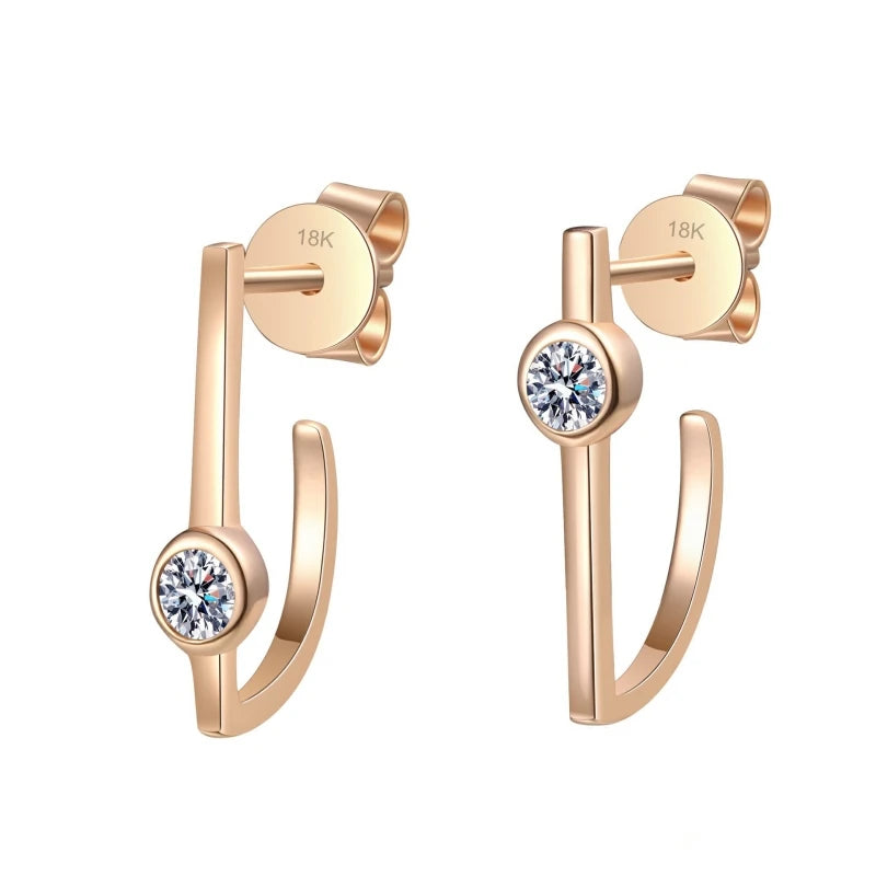Girlfriend Birthday Gift 18K Rose Gold Earplug Stud Earrings Women Wedding 0.2CT Moissanite Diamond Valentine's Day Fine Jewelry