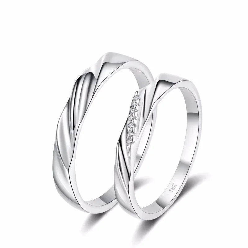 Engagement 18K White Gold Men Women Wedding Band Lover Moissanite Diamond Girl Birthday Gift Couple Rings Unisex Valentine's Day