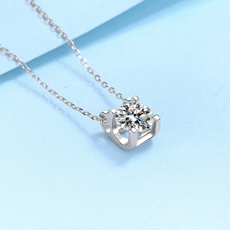 Wedding PT950 Platinum Necklaces Women 0.8ct D Color VVS1 Moissanite Diamond Pendant Engagement Girl Fine Jewelry Birthday Gift