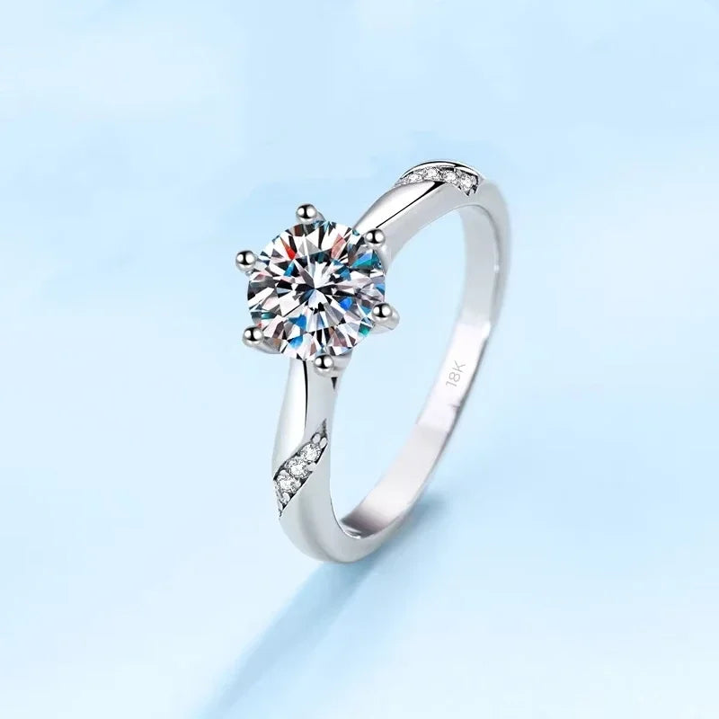 Engagement Women 18K White Gold Wedding Band VVS1 D Color 0.5/1/2CT Moissanite Diamond Birthday Gift Girl Valentine's Day Rings