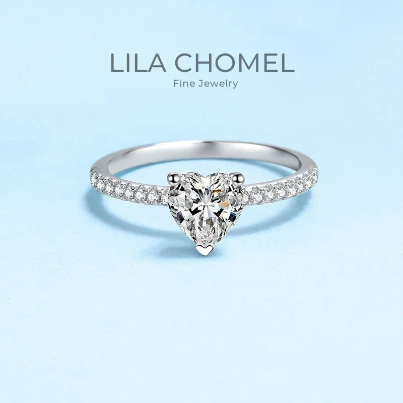 Engagement Women 18K White Gold Wedding Band 1/2CT Heart Moissanite Diamond Girlfriend Valentine's Day PT950 Platinum Lady Rings