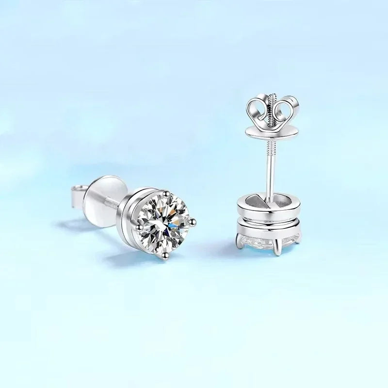Girl Birthday Gift 18K White Gold Stud Earrings Women Wedding Moissanite Diamond 0.3/0.5/1/2CT PT950 Platinum Valentine's Day