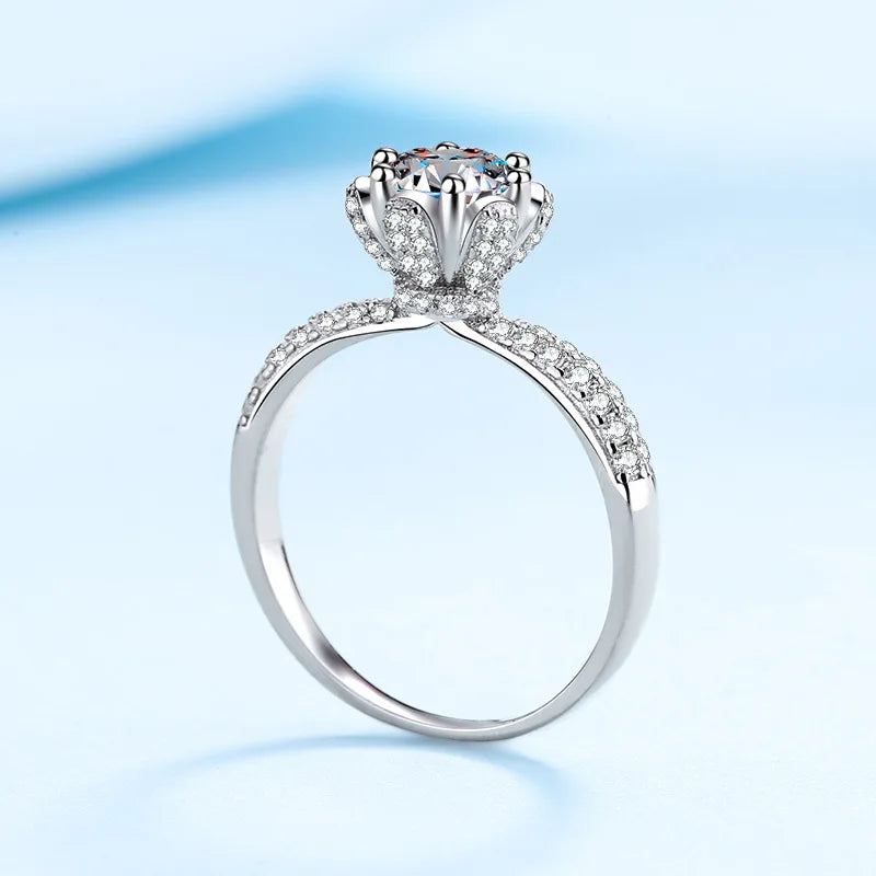 Designer Jewelry Girl 18K White Gold 1/2/3/5 Carat VVS1 D Color Moissanite Diamond Snow Queen Finger Rings Best Gift for Female