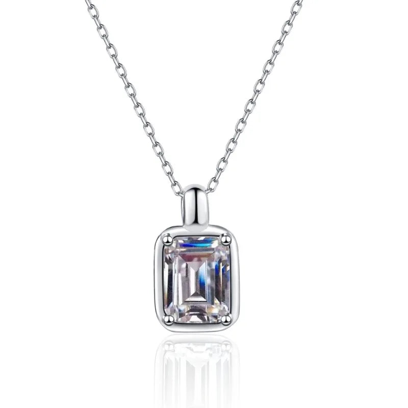 Daughter Adult's Day 18K White Gold Necklaces Girlfriend Birthday Gift 1/2CT Minimalist Square Pendant Women Valentine's Day Ins