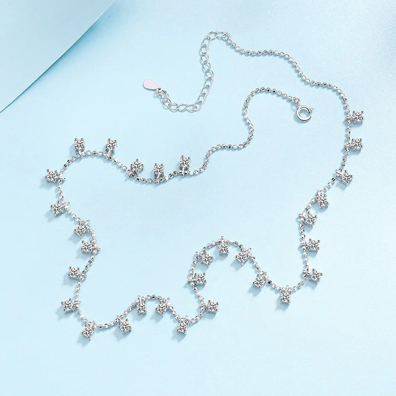 Platinum PT950 quality 3/9CT Moissanite Necklace for Women Sparkling Pendant Wedding Jewelry Round Cut Necklace Clavicular chain