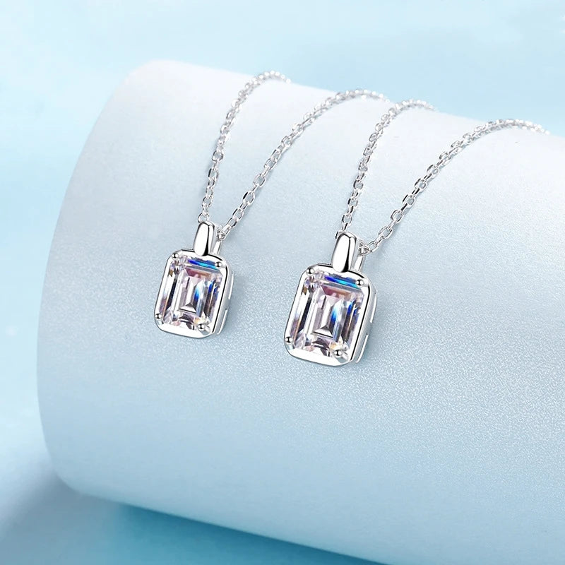 Daughter Adult's Day 18K White Gold Necklaces Girlfriend Birthday Gift 1/2CT Minimalist Square Pendant Women Valentine's Day Ins