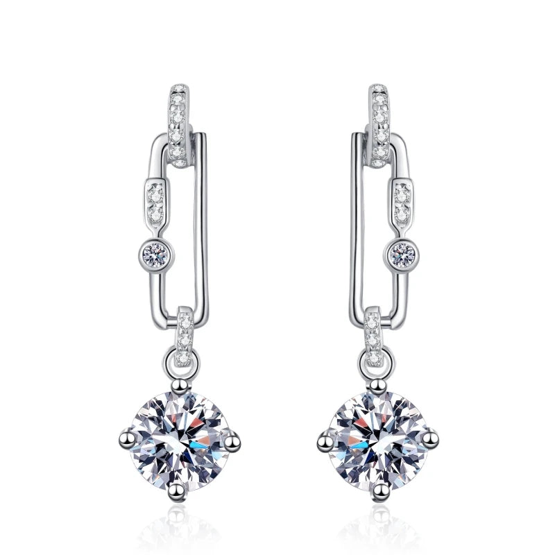 Lady Engagement Jewelry PT950 Platinum Tassel Long Style Drop Earrings Women Wedding 0.5CT Moissanite Diamond Girl Birthday Gift