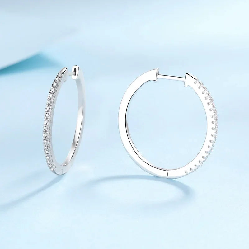 Fine Jewelry PT950 Platinum Full Moissanite Hoop Earrings Women Sparkling 0.54 Carat Diamond daily style to family Gift Classic